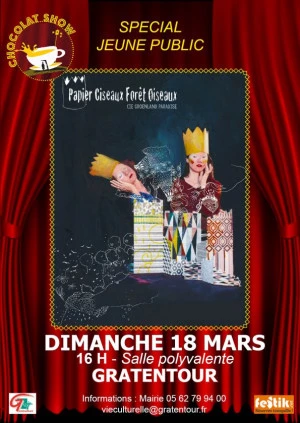 Affiche Spectacle jeune public " Papier Ciseaux Forêt Oiseaux " 