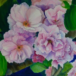 Fleurs de prunus - Huile sur toile 2024 - Agnès Vangell 