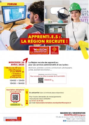 Affiche Apprenti.e.s : La Région recrute !