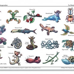 Le bestiaire égaré de Charles Darwin / La faune de la SUSPENSION - S´E´RIGRAPHIE, 70 X 50 cm.