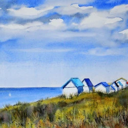 Les cabanes de Gouville - Aquarelle