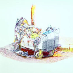 Hétérotopie #3 - 50*70cm , papier aquarelle 300gr, Quadrichromie au stylo bille - Paul Baquié 