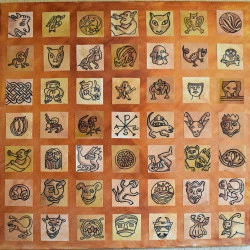 Romanesque sculptures composite - Marker and paint on canvas