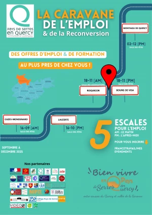 Affiche La Caravane de l'Emploi et de la Reconversion continue son tour sur le territoire du Pays de Serres en Quercy