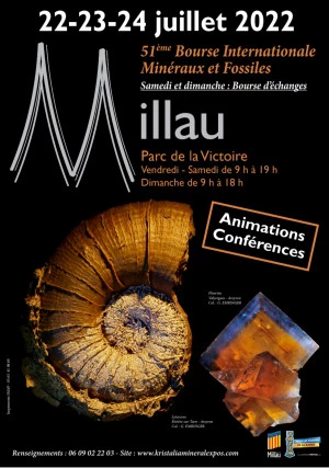 Affiche 51 ème Bourse internationale minéraux fossiles gemmes Millau 2022