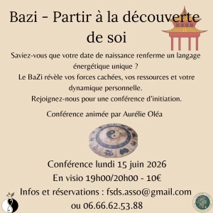 Affiche Conférence Bazi - astrologie chinoise (les 4 piliers de la destinée)