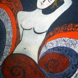 Quiétude - Technique mixte, 100x50, 2019, - 450€ 