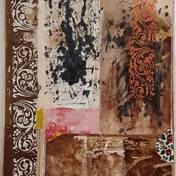 Collage 10 - Guirlandes et dentelles - Papiers collés marouflés sur toile. encres et acrylique – Taille : 116* 89 cm