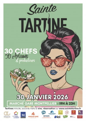 Affiche Sainte Tartine 2026 – Le festival gastronomique engagé fête ses 10 ans à Montpellier
