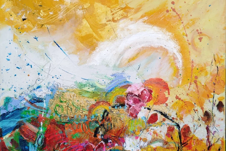 Fantaisie en jardin 48 - Acrylique, craie grasse ; crayon - Elisabeth Augendre 