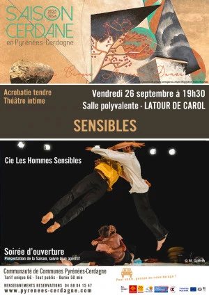 Affiche SAISON CERDANE : ACROBATIE TENDRE & THEATRE INTIME - SENSIBLE, Cie Les Hommes Sensibles
