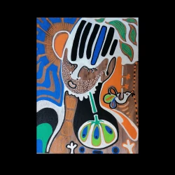 Chanteur - Dessin sur feuille de bois - v.cros 