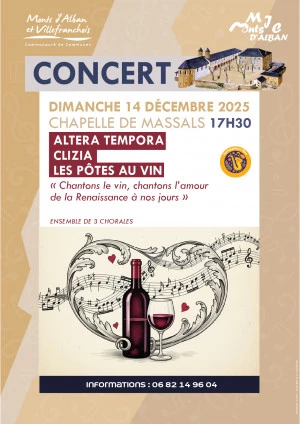 Affiche Chantons le vin, chantons l'amour de la Renaissance à nos jours.