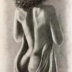 « Sortie de bain » - Fusain et gomme (70x100cm