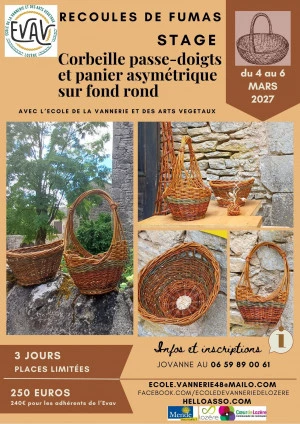 Affiche Stage de vannerie sur fond rond en Lozère
