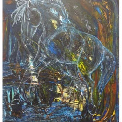Cheval blanc - Acrylique sur toile.