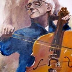 Monsieur Rostropovitch - huile et feuille d'or 65x55