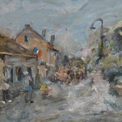 Rue Claude Monet à Giverny - huile sur toile, 40 x 50 cm, 2025 - Andrzej Tomasz MIELNICZEK 