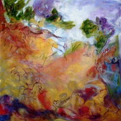  In the Trail of the Wind - Huile sur lin, 200x200cm 2005 - Joan Cullen 