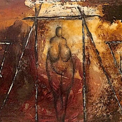 Vénus de la Terre. Puissance du Féminin - Toile sur bois. Peinture acrylique. 135x55 - Catherine Stoll-Simon 
