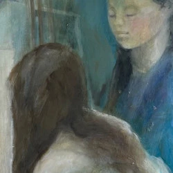 quand Naomie et son amie se dessinent - 90/150 papier marouflé bois détail