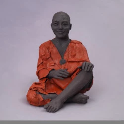 Moine zen - Gres noir - Corinne Chauvet adagp Paris 2019 