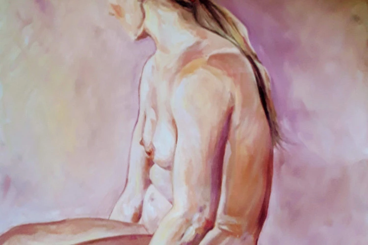 nue pensive - huile sur toile