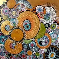 Dreamtime Serie - Light My Cells Spin 16 - Acrylique sur toile - 100x100 - 2021 - Virginie Gosselin-Février 
