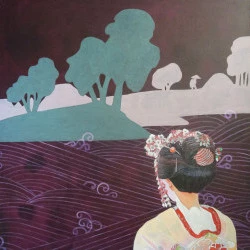 Gesiha No 2 en 3 modes - Acrylique sur Toile, 60 x 60 cm, 2016-18, Geisha No 2, en 3 modes - Oeuvre collaboratif de Kenneth Hay & Seetha A (Moorland Productions) 