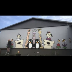 Happy days - Peinture murale, 10mx2.8m, 2026 - Maria Slovakova 
