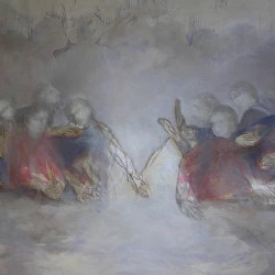 La scène (léonard de Vinci) - huile sur papier - 120x80 - 2014