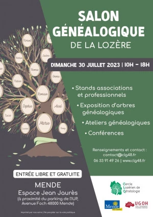 Affiche Salon de la Généalogie de la Lozère édition 2023