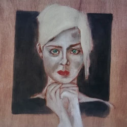 Portrait - huile sur bois, 20/20 cm, 2019