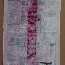 sans titre, 2020 - collage et huile sur papier journal, 32x47cm, 2020 - S. Got 