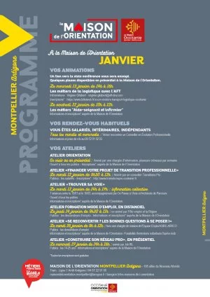 Affiche Maison de l'Orientation de Montpellier - Programme janvier 2021