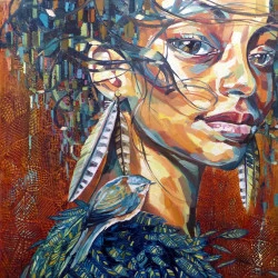 La fille au papillon - huile sur toile - 120cm*100cm