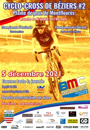 Affiche Cyclo-cross de Béziers Montflourès #2 Championnat Occitanie Fsgt