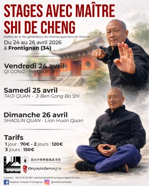 Affiche Stages avec Maître Shi De Cheng