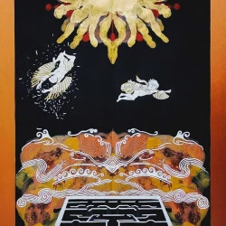 Dédale et Icare - Acrylique, posca et dorures sur papier