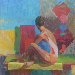 Large Bather - Huile sur papier Fabriano 124.5 cm x 96.5 cm (2025) - Ben Brotherton 