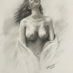 « Souffle de liberté » - Fusain et gomme sur papier (50x65cm)