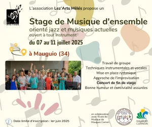 Affiche STAGE DE MUSIQUE D'ENSEMBLE Jazz et musiques actuelles à Mauguio