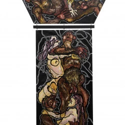Couple Colonne n°19. ELO - 320 x 180 / Encres acryliques sur film polyester - 17/01/2024