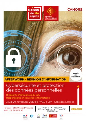 Affiche Afterwork : réunion d'information sur la cybersécurité et la protection des données personnelles