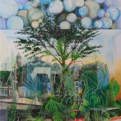 Rêverie - Peinture à l'huile sur toile, diptyque, 2 toiles assemblées pour une dimension totale de 80 x 120 cm - MFGagneraud 