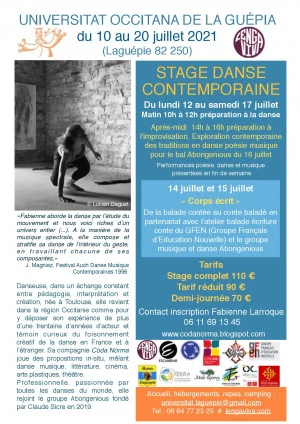 Affiche Stage danse contemporaine