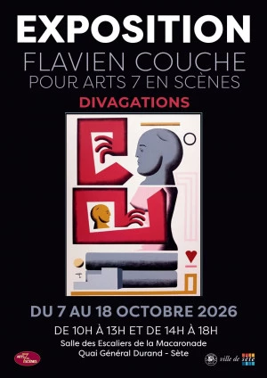 Affiche Flavien Couche présente les prémices de "Divagations" à La salle des escaliers de la Macaronade à Sète