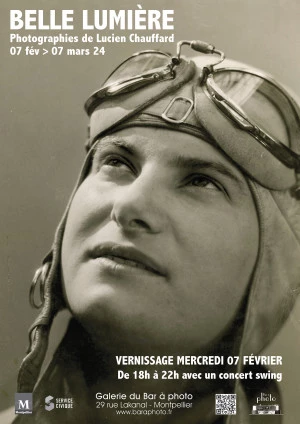 Affiche Vernissage de l'expo "Belle lumière", rétrospective de Lucien Chauffard