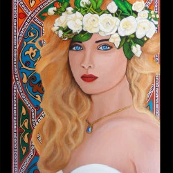 Anabelle - Peinture sur bois, acrylique. Taille 21/28 cm