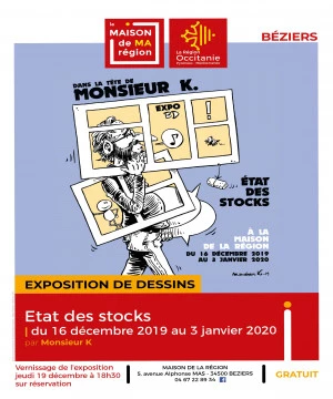 Affiche Exposition de dessin "Etat des stocks" par Monsieur K